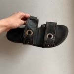 Black leather sandals with silver ring embellishments 🔥 Size 8.5 Photo 1
