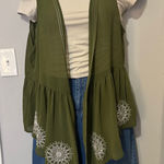 Cato  Olive Green Embroidered Sheer Vest Size 18/20W Photo 0