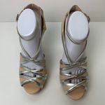 Shoedazzle  Silver & Tan Andrea Heeled Sandals Photo 5