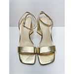 BP Sandals Womens Size 5 Gold Parker Ankle Strap Chunky Triangular Heels Photo 3