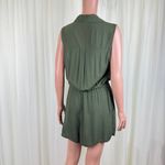 One Clothing Button Front Cargo Drawstring Utility Romper Sz LG Heather Green Photo 8