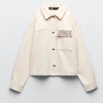 ZARA Rhinestone Cream Cropped Jacket Photo 3