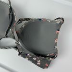 Aerie  Brooke Padded Bra Sz 34B Grey Floral Lace Trim Photo 8