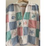 VINTAGE Koret Coastal Seashells Zip Up Jacket Size Small White Photo 1
