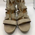 Paul Green  Hana Sandals Taupe Embossed Nubuck Leather Ghillie Platform Heel 7.5 Photo 2