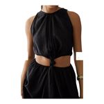 Anthropologie  Faithfull Linen Front Knot Maxi Dress Black Large New Photo 2