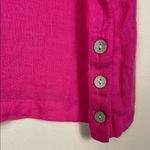 Cynthia Rowley Women’s Linen Fuchsia Pink Button Detail Short Sleeve Shirt Photo 3