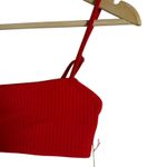 Mara Hoffman  Sia Red Ribbed Straight Neck Bikini Swimsuit Top Size Small Photo 2