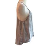 Millibon USA Sleeveless Gray Top SZ L Spaghetti Straps Linen Blend Tie Waist Size L Photo 3