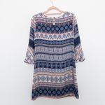 Westport 1962 Womens Dress Size 4P Navy Boho Paisley Bell Sleeve Casual Retro Photo 7