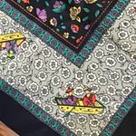 Gorgeous Vintage Square Scarf Made In Italy Floral & Ladies In Boats Multi Photo 3