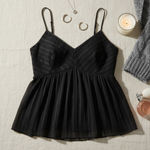 Club Monaco NEW Peplum Cami Chemise Tank Black Caviar Size Large Minimalist Photo 0