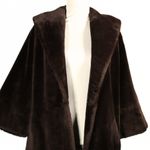 Vintage 1960s Brown Faux Fur Coat Open Front Formal Union Made Size Medium Photo 4