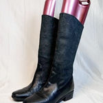 Markon Black Suede Leather Suela Rose Embossed Mid Calf Pirate Boots~8~ Photo 0