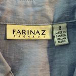 Farinaz Taghavi Size 8 Button Front Blouse Top Periwinkle Shimmer Linen Blend Blue Photo 2
