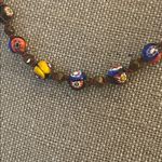 Vintage Italian Murano Millefiori Art Glass Beaded Necklace Brown Photo 1