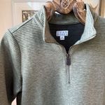 Joan Rivers  Moss Green Horizontal Rib Quarter Zip Pullover Pockets M Photo 1