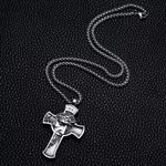 Vintage Stainless Steel Jesus Cross Pendant Necklace Photo 1