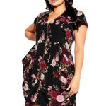 City Chic Dress And Blazer Womens Extra Small 14 Black Floral VNeck Tunic Photo 1