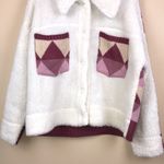 Forever 21 Women’s Faux Fur Knit Diamond Patterned Button-Up Teddy Jacket Photo 2