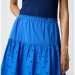 J.Crew Petite Drop Waist Eyelet Midi Skirt Bright Grotto Blue A Line Medium NWT Photo 3