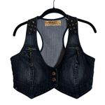 Nine West Vintage  Denim Vest Crop Top Studded Y2K Western Festival Size XS Photo 0