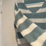 Wild Fable Uncharted Threads Sz: M Cropped Dusty Blue White Striped Vneck Pullover Sweater. Photo 7