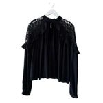 Free People  Womens Little Bit Of Love Knit Blouse  Crochet Flowy Sz M #1840 Photo 2