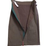 Sportmax Womens Pencil Skirt Olive Green Brown Knee Length Faux Leather Trim 8 Photo 3