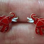 Red Enamel Elephant Earrings Alabama Crimson New Photo 1