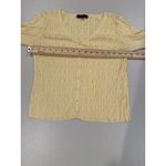 Beulah Cardigan Womens Medium Butter Yellow Button Up Stretch Minimalist Cottage Photo 2