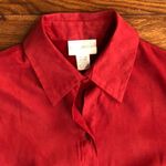 Worthington Red Faux Suede Button Down Women's Shirt Medium EUC Photo 2