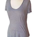 Tory Burch Black & White Striped Tee Shirt Gold Tag Summer Top ~ Women's MEDIUM Photo 1