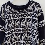 Forever 21 Womens large pullover knit holiday animal sweater black and white Photo 4