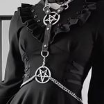 Gothic Goth Punk Grunge Emo Alternative Scene Scenecore Pentagram Chain Harness Black Photo 0