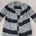 Vince Camuto Two by Chunky Knit Long Cardigan Sweater Black White Wool Blend L Photo 12