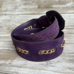 American Vintage VTG Loring & Paige Suede Belt Sz ML Purple Gold Chunky Chainlink Adjustable 80s Photo 1