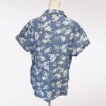 Faded Glory  Blue Floral Chambray Button Down Shirt Size Large Photo 4