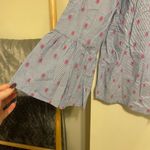 Kenar  Blue Stripe Ikat Print Bell Sleeve Blouse Size XL Photo 2