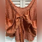 POL  Burnt Orange White Polka dot Cami Open Tie Back‎ Lace Trim Size M Photo 4
