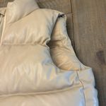 Olivaceous  liza faux leather cropped puffer vest in tan Photo 1