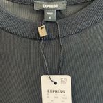 EXPRESS NWT Black Rib Knit Sweater / Square Neck Sheer Bodysuit Sz Small Photo 2