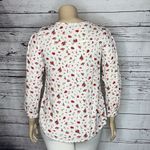 Suzanne Betro SB Size XL White & Red Floral Print Keyhole Peasant Shirt Top Photo 3