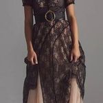 Anthropologie Lace Tulle Maxi Dress Black Size 0 Photo 0