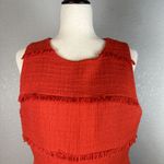 J.Crew  Womens Fringy Tweed Sleeveless Sheath Dress Size 12 Orange Red Cotton Photo 1