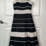 Ann Taylor Black And White Lace Striped Aline Dress Photo 0