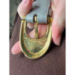 Liz Claiborne belt genuine leather gray gold D buckle 1990s Photo 10