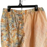 JOYSPUN Woven Pajama Set Women XL Capri Bottom Pockets Short Sleeve Top Floral Orange Photo 6