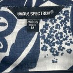 Unique spectrum  Blue and White Blouse half button with collar cuff sleeves Photo 6