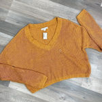 Aeropostale Waffle Knit V-neck Sweater Mecca Gold Medium Long Sleeve Photo 0